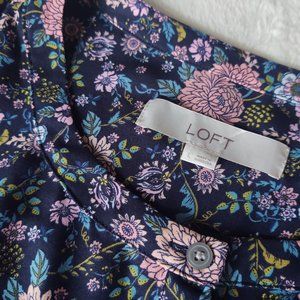 LOFT Floral Print Elbow-Length Sleeve Blouse